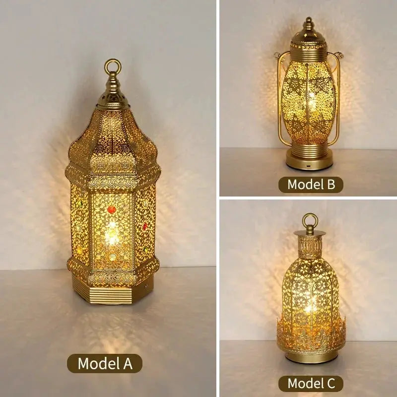 Table Lamp - Portable Iron Art Metal Long by House Of Avana