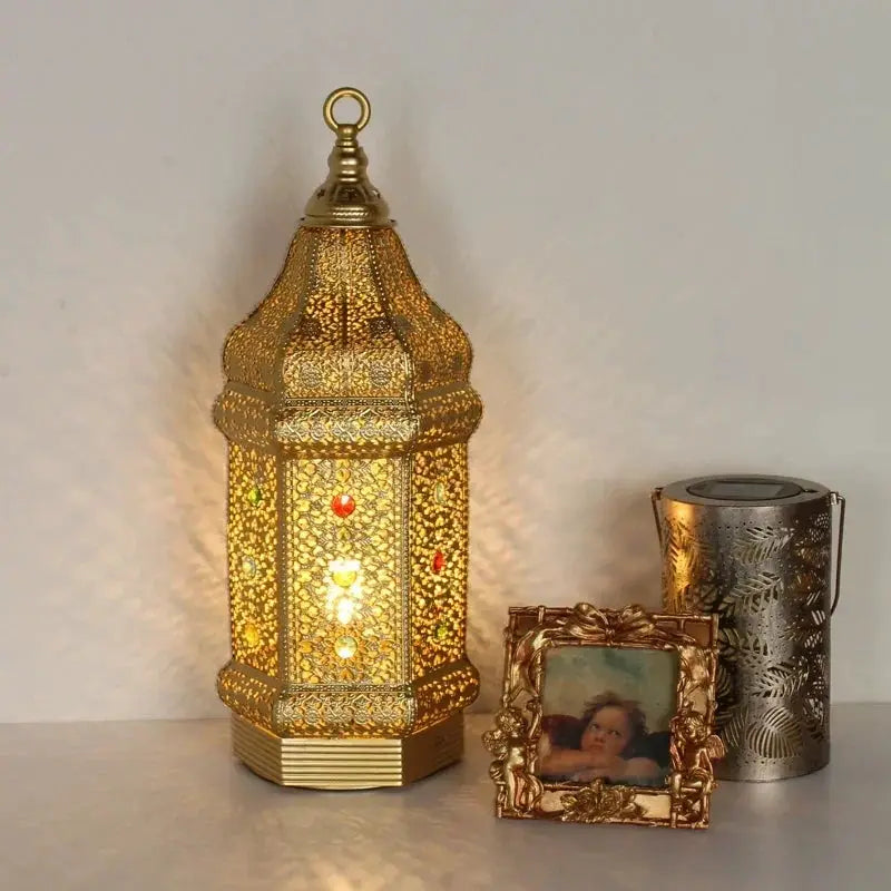 Table Lamp - Portable Iron Art Metal Long by House Of Avana