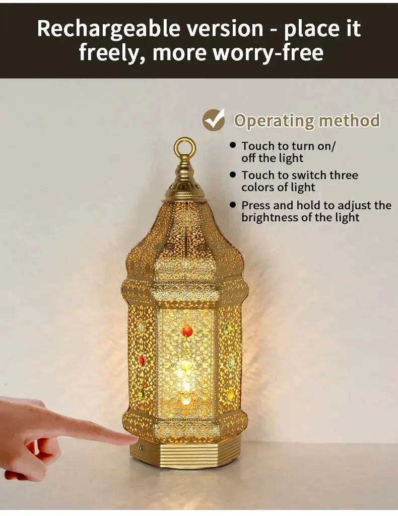 Table Lamp - Portable Iron Art Metal Long by House Of Avana