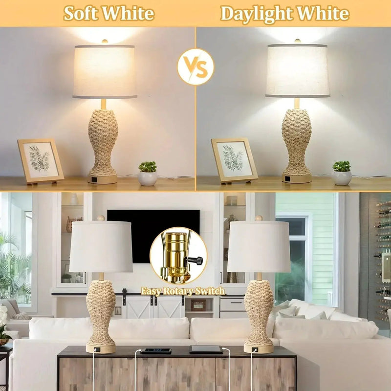 Table Lamp - Woven Seagrass 26.5inch by House Of Avana