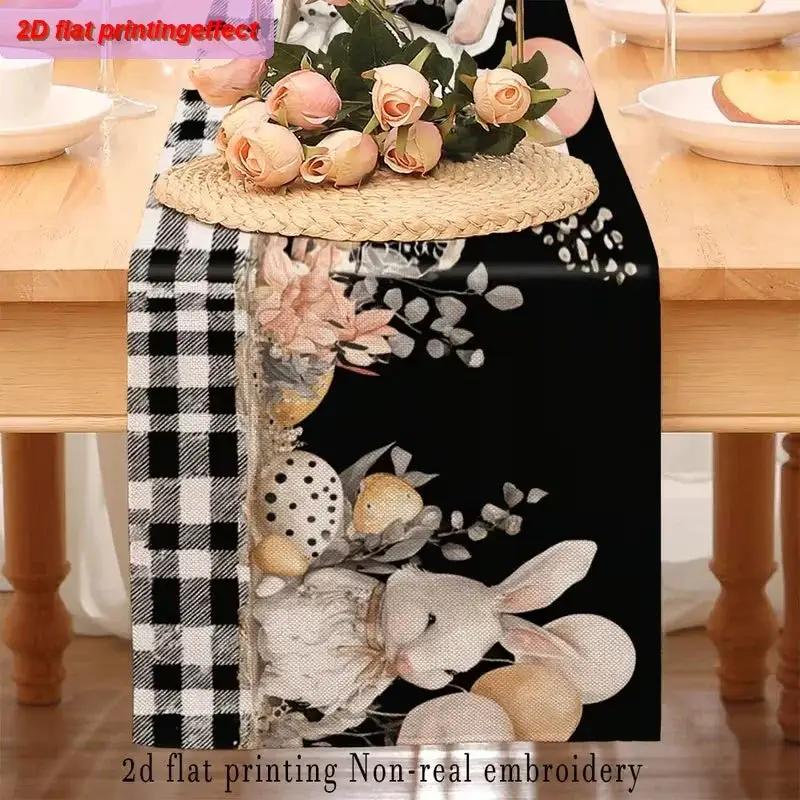 Table Runner - Easter Theme Black White 33x36 by House Of Avana