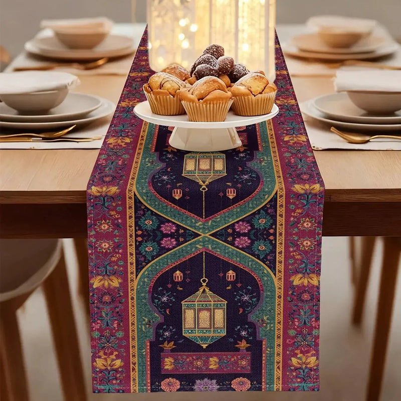 Table Runner - Vintage Polyester Ramadan Lantern by House Of Avana