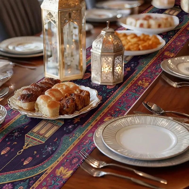 Table Runner - Vintage Polyester Ramadan Lantern by House Of Avana