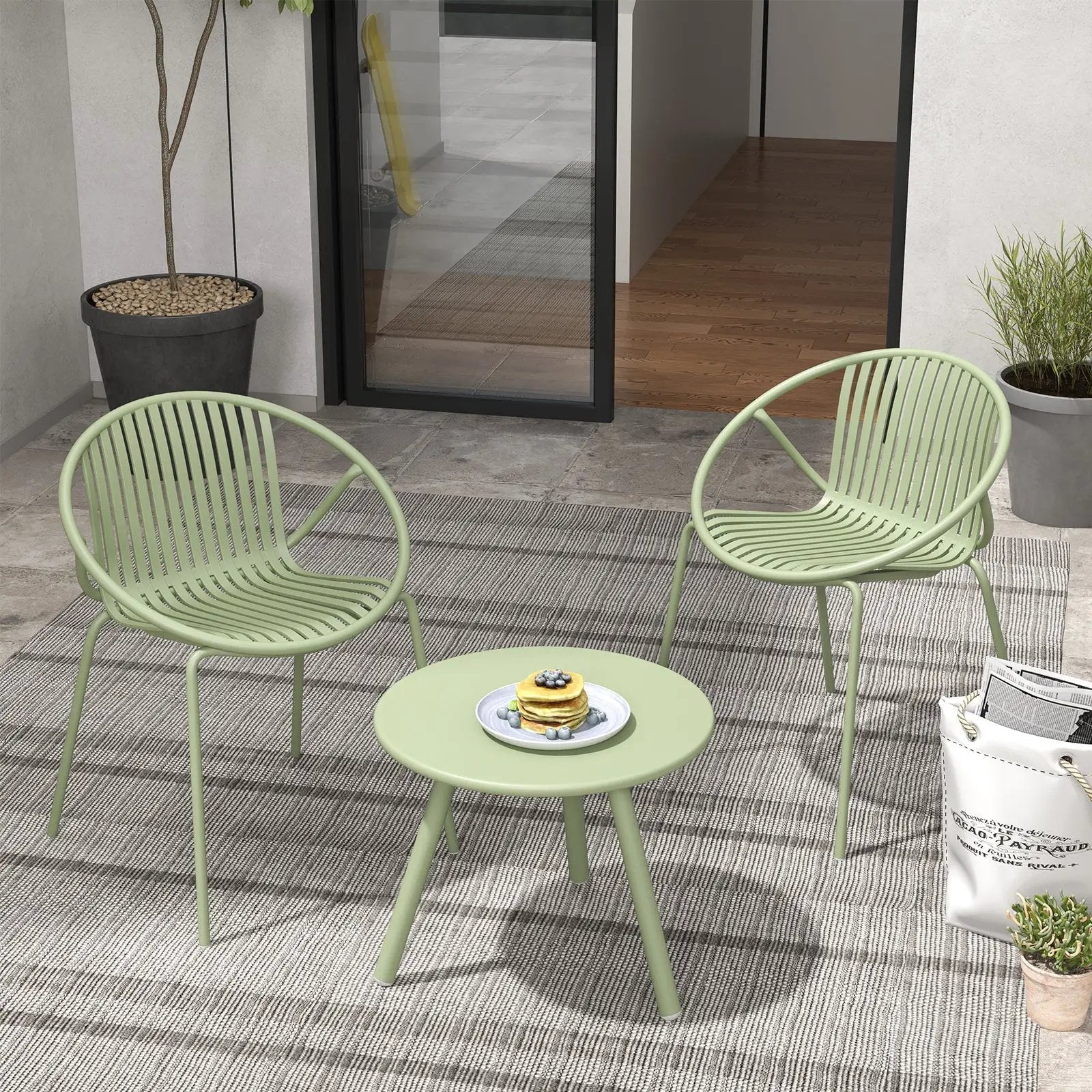 3-Piece Patio Conversation Set with Round Coffee Table by DirectDeals