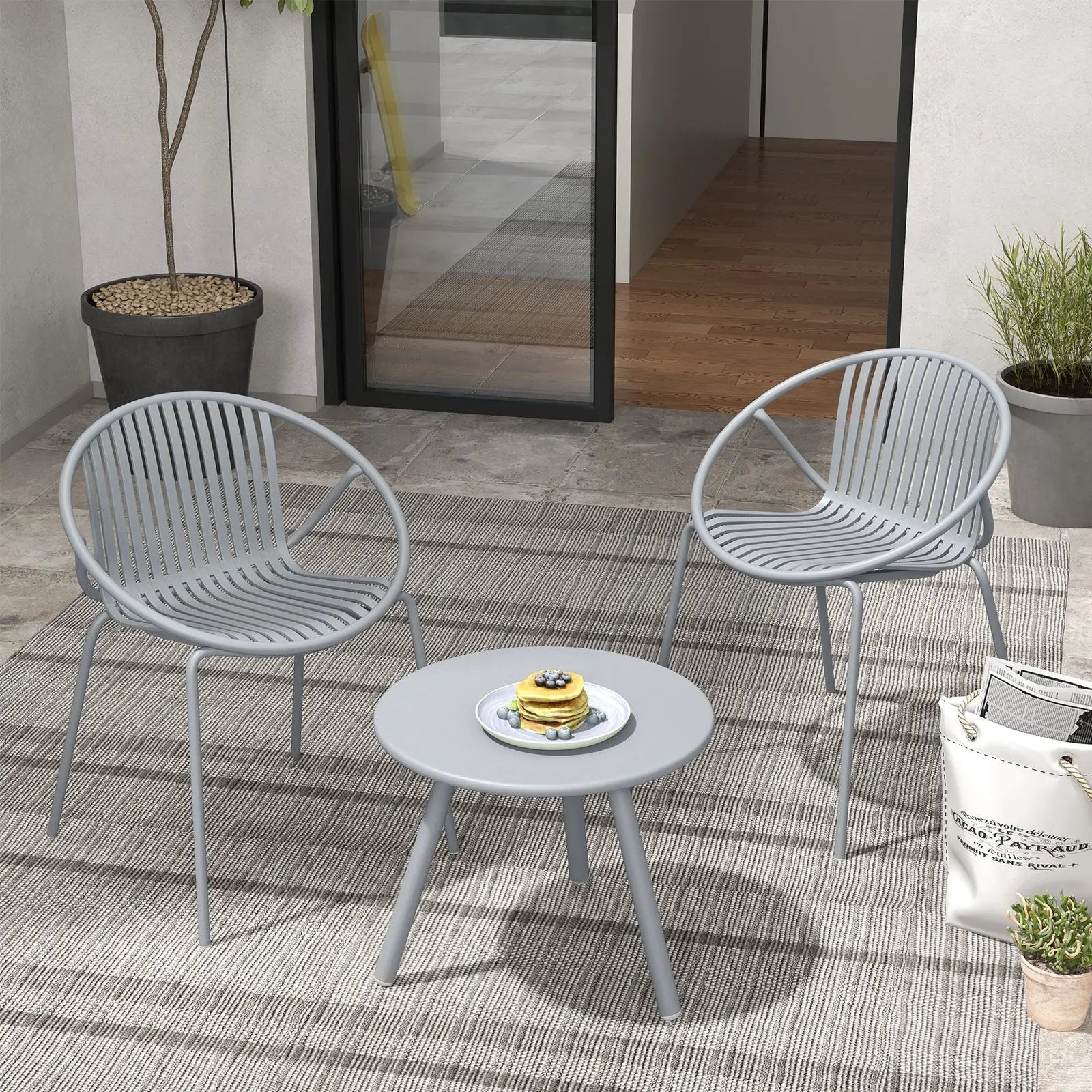3-Piece Patio Conversation Set with Round Coffee Table by DirectDeals