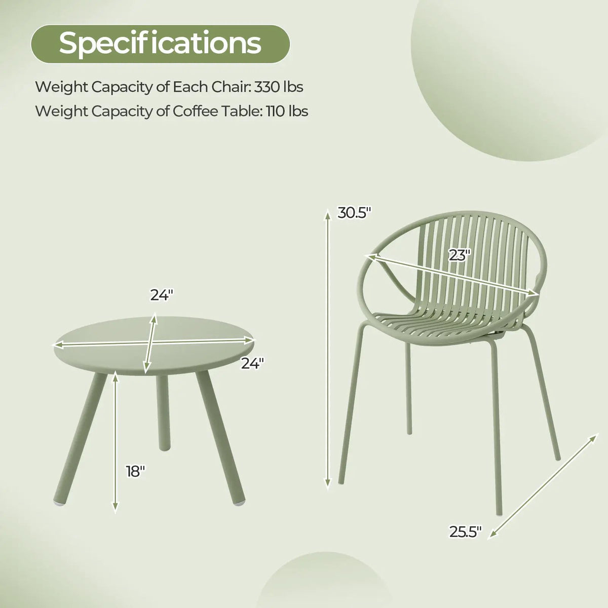 3-Piece Patio Conversation Set with Round Coffee Table by DirectDeals