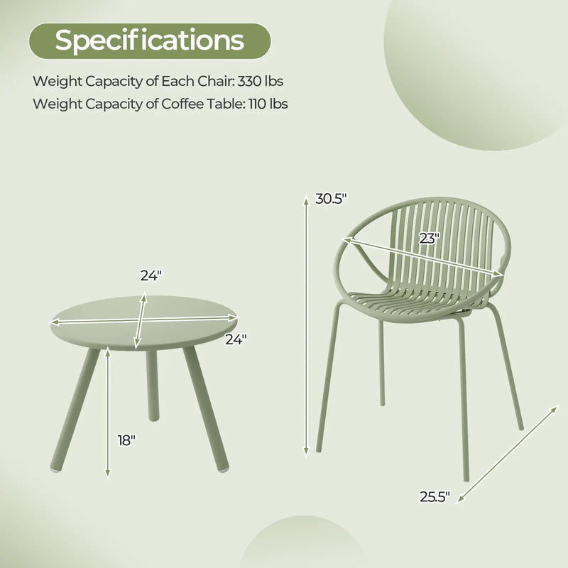 3-Piece Patio Conversation Set with Round Coffee Table by DirectDeals