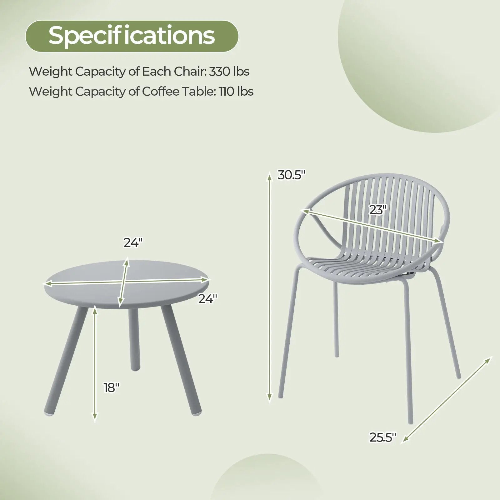 3-Piece Patio Conversation Set with Round Coffee Table by DirectDeals
