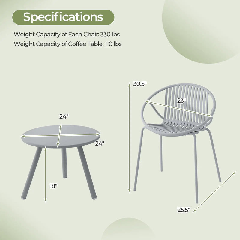 3-Piece Patio Conversation Set with Round Coffee Table by DirectDeals