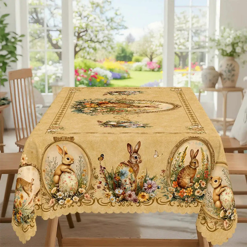 Tablecloth - Vintage Floral Polyester Round by House Of Avana