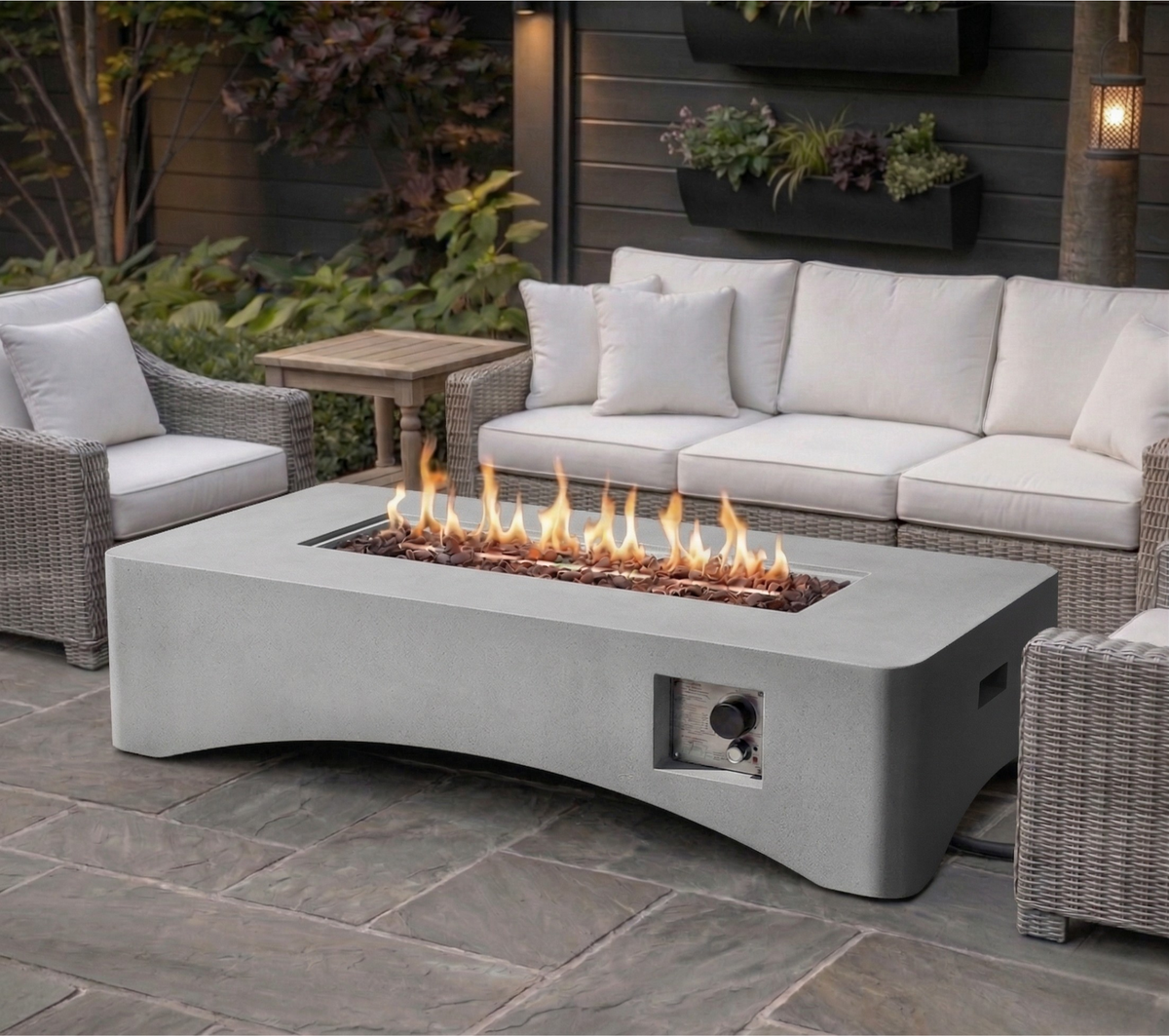 56' Propane Fire Pit Table - Rectangular Outdoor Gas Fire Pit, photo 14 of 15