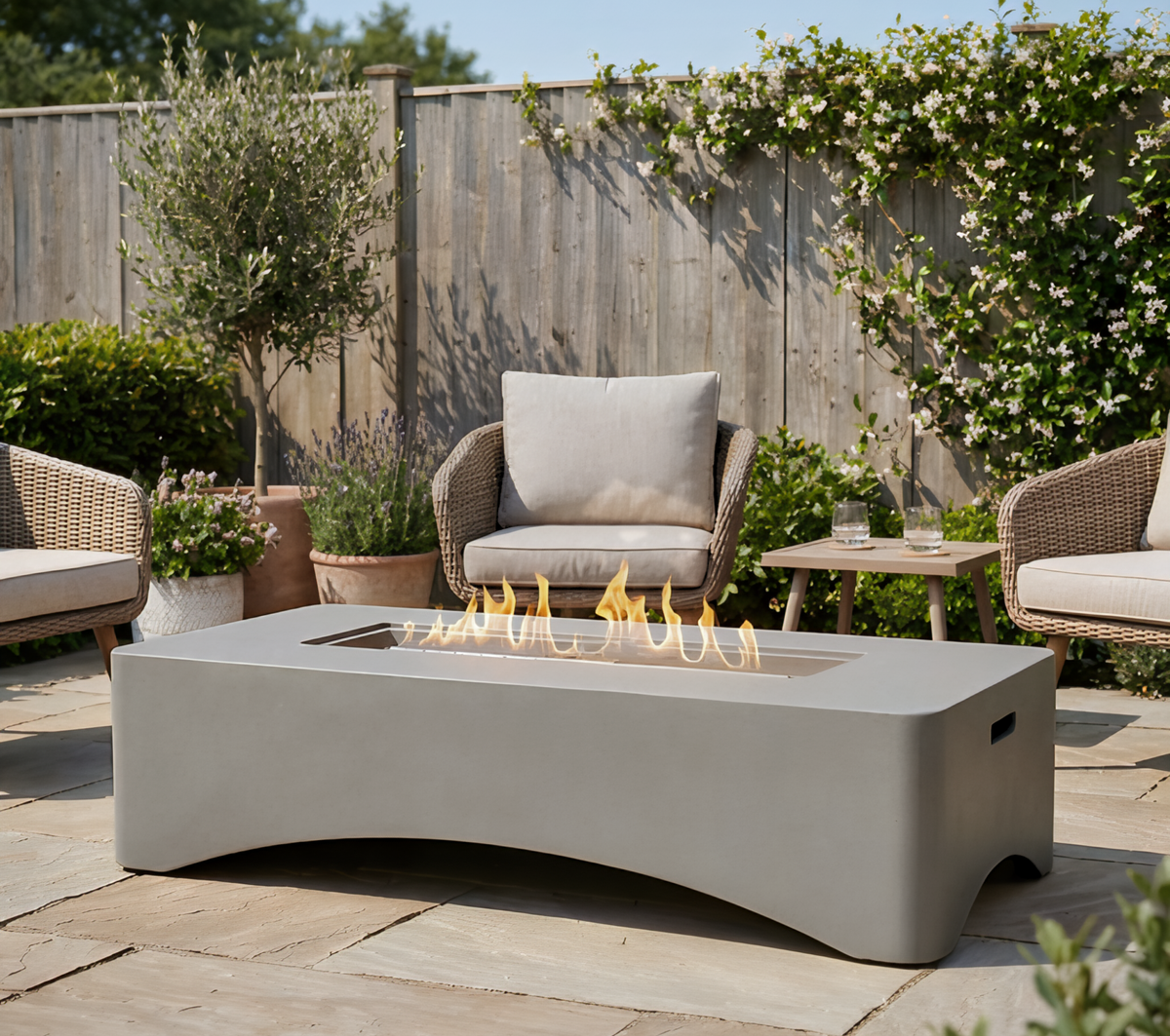 56' Propane Fire Pit Table - Rectangular Outdoor Gas Fire Pit, photo 2 of 15
