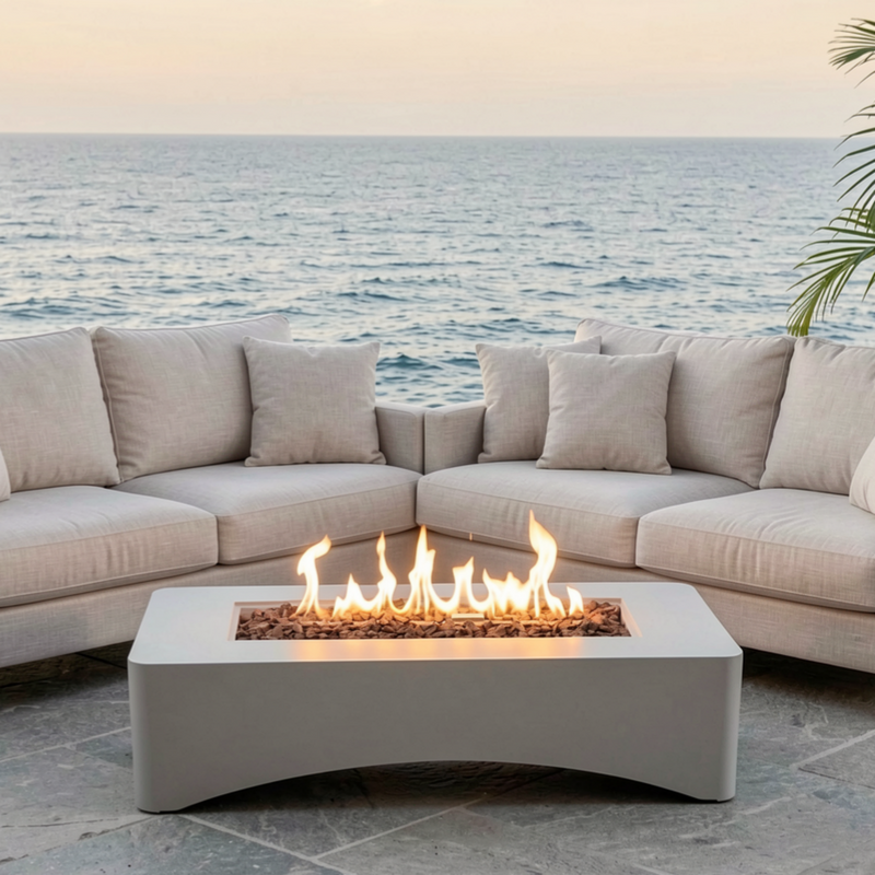 56' Propane Fire Pit Table - Rectangular Outdoor Gas Fire Pit, photo 3 of 15