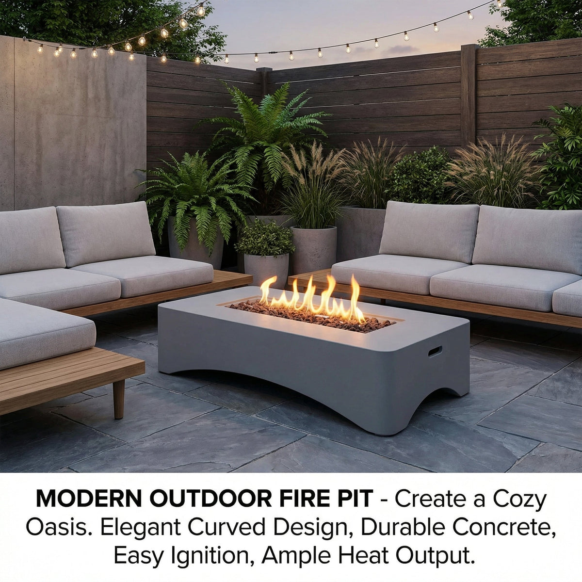 56' Propane Fire Pit Table - Rectangular Outdoor Gas Fire Pit, photo 7 of 15