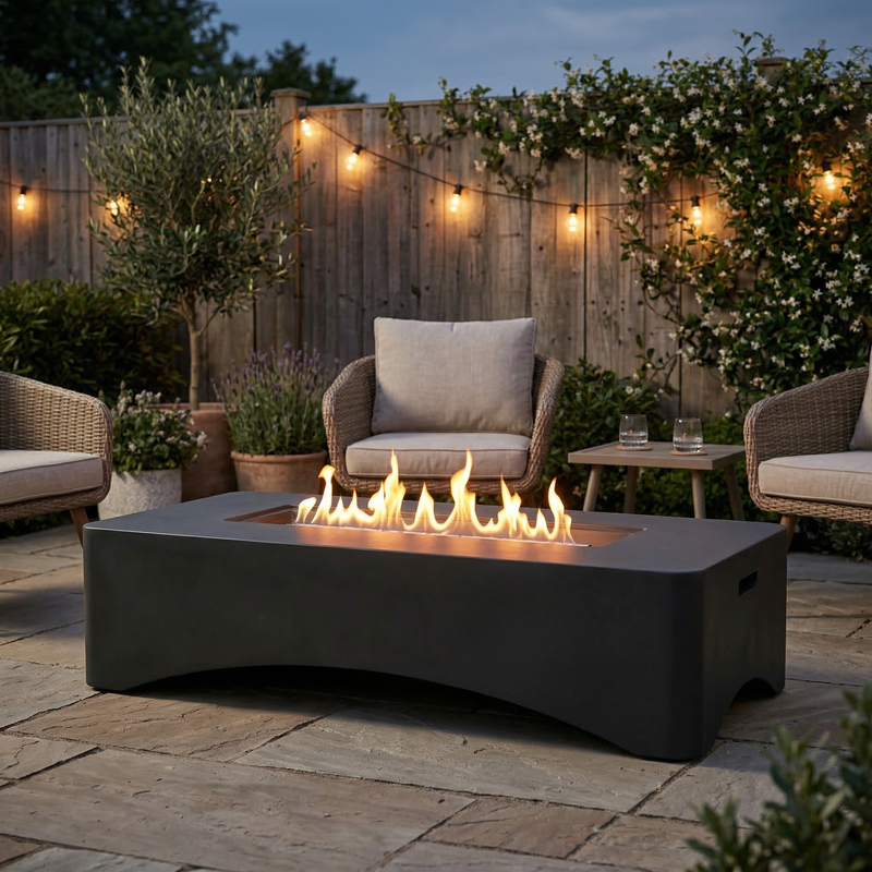56" Propane Fire Pit Table, Rectangular Outdoor Gas Fire Pit, photo 6 of 17
