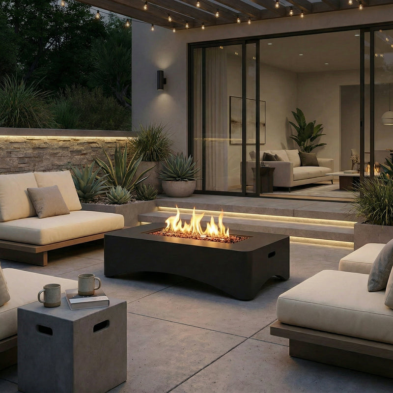 56" Propane Fire Pit Table, Rectangular Outdoor Gas Fire Pit, photo 9 of 17