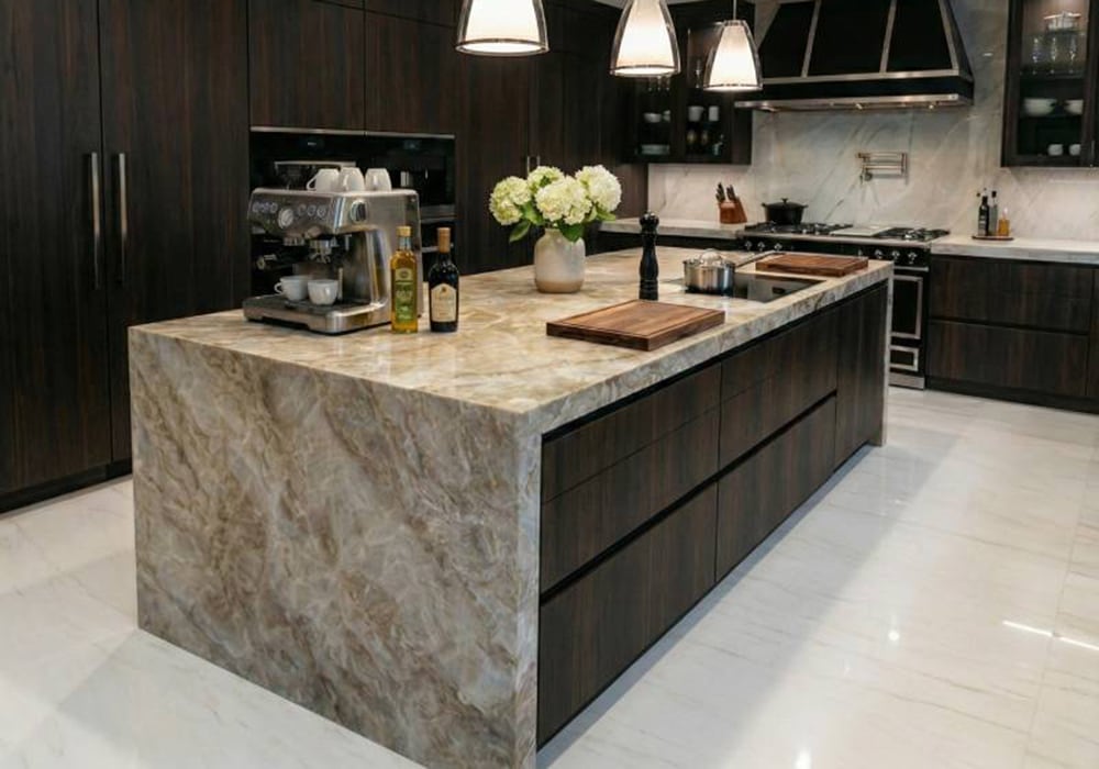 Taj Mahal Supreme Polished Quartzite Slab Random 1 1/4 room scene 3