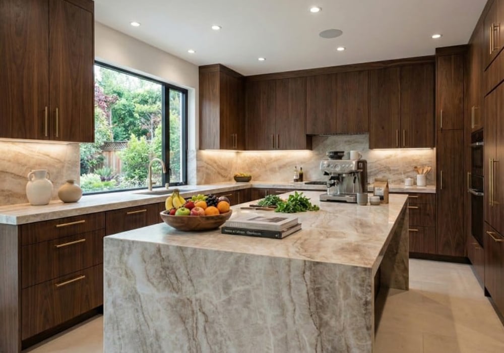 Taj Mahal Supreme Polished Quartzite Slab Random 3/4 room scene 4
