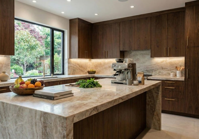 Taj Mahal Supreme Polished Quartzite Slab Random 3/4 room scene 5