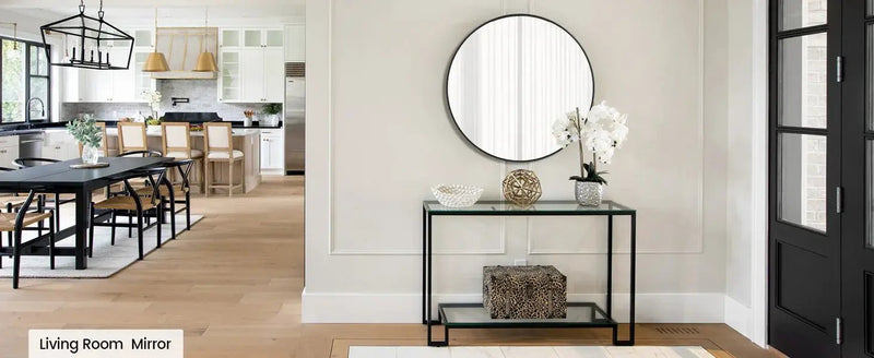 Takywep 24 Inch Round Mirror with 20mm Black Aluminum Frame - Shatter-Resistant Fogless Glass, -Fog Technology-Free (No Installation Required), Wall-Mounted Large Circle Mirror for Bathroom, Bedroom, Living Room, Entryway - M by House Of Avana