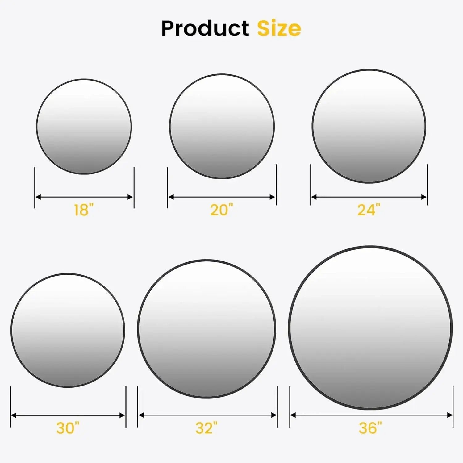 Takywep 24 Inch Round Mirror with 20mm Black Aluminum Frame - Shatter-Resistant Fogless Glass, -Fog Technology-Free (No Installation Required), Wall-Mounted Large Circle Mirror for Bathroom, Bedroom, Living Room, Entryway - M by House Of Avana