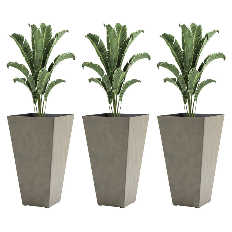 Tall Planters Set of 3 with Drainage Hole - Gray
