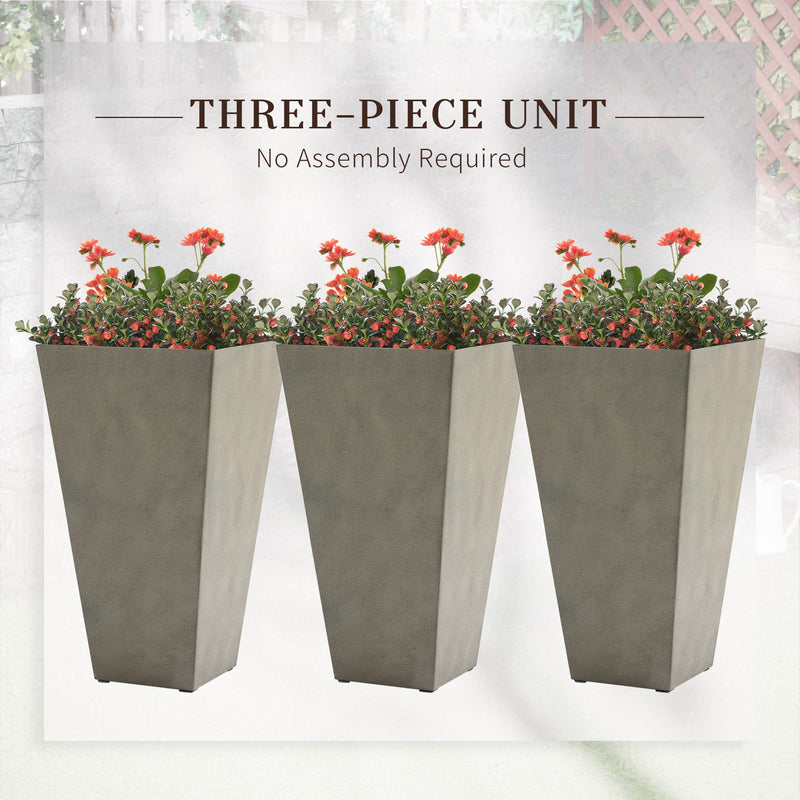 Tall Planters Set of 3 with Drainage Hole - Gray, photo 4 of 9
