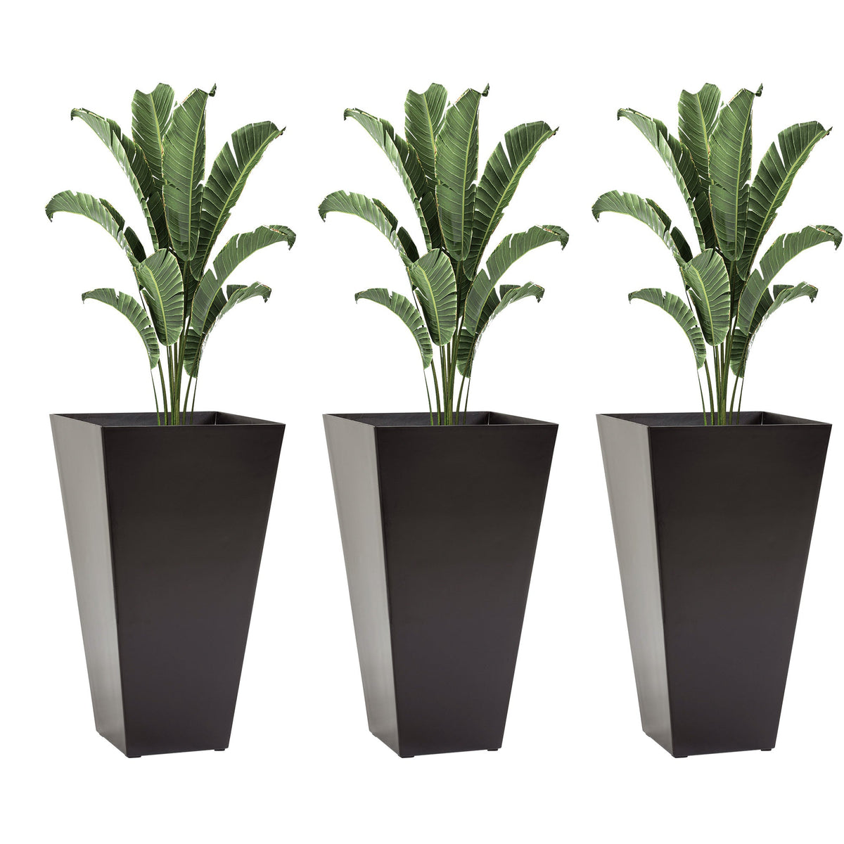 Tall Square Planters with Drainage Holes - Set of 3