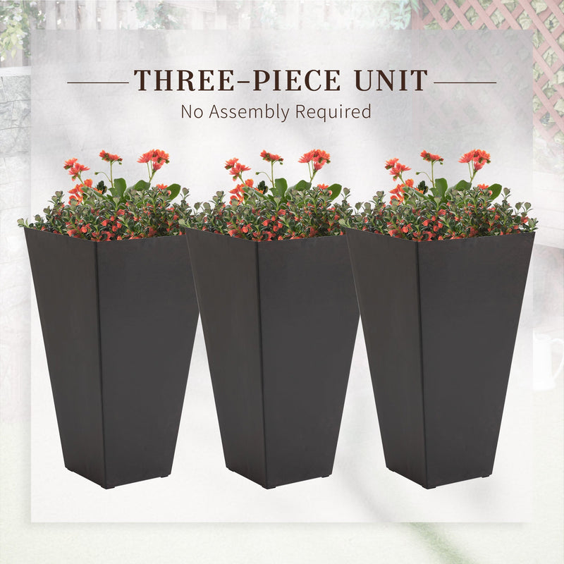 Tall Square Planters with Drainage Holes - Set of 3, photo 4 of 9