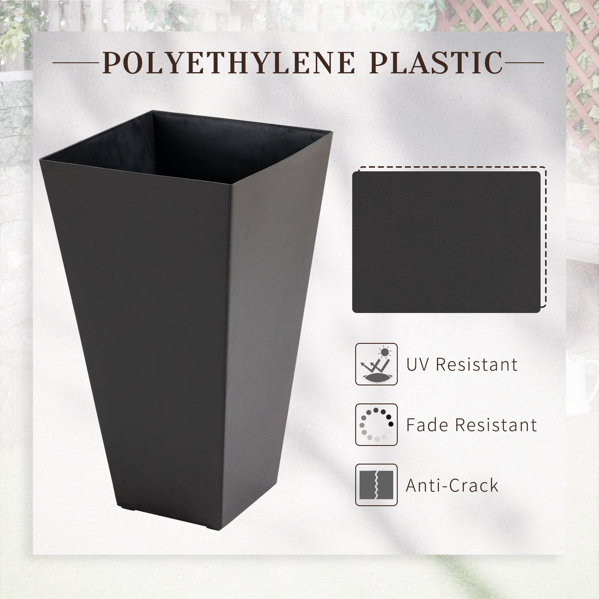 Tall Square Planters with Drainage Holes - Set of 3, photo 5 of 9