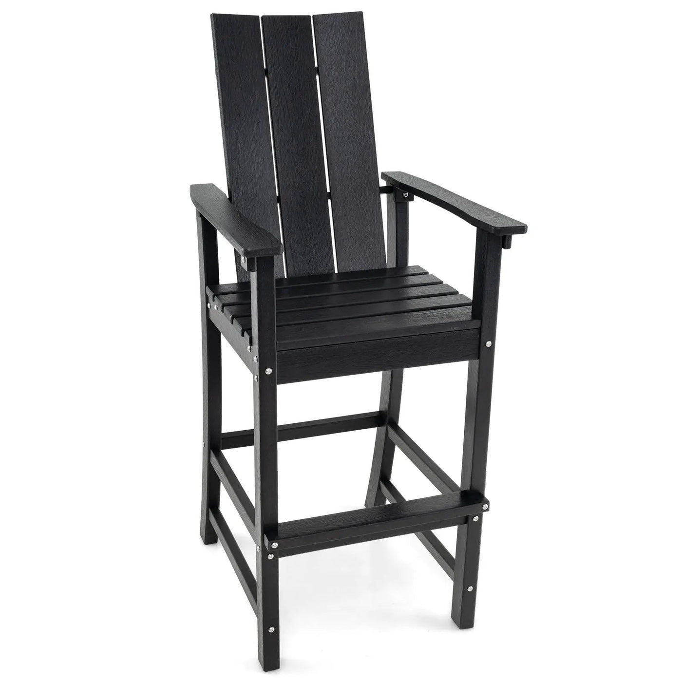 Tall Adirondack Chair Outdoor Bar Stool with Ergonomic Backrest for Backyard