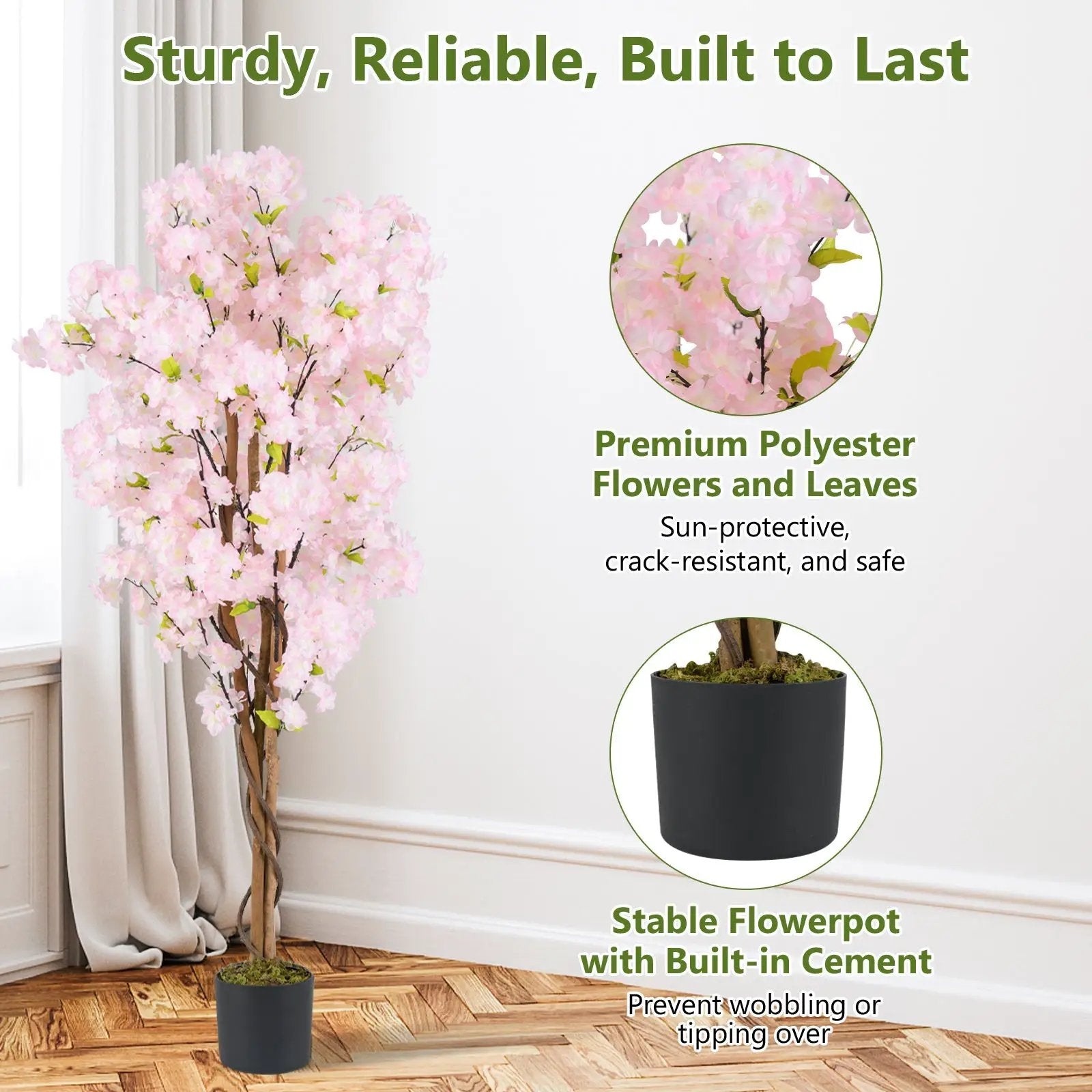 5 FT Tall Artificial Cherry Blossom Tree with Pink Flowers by DirectDeals