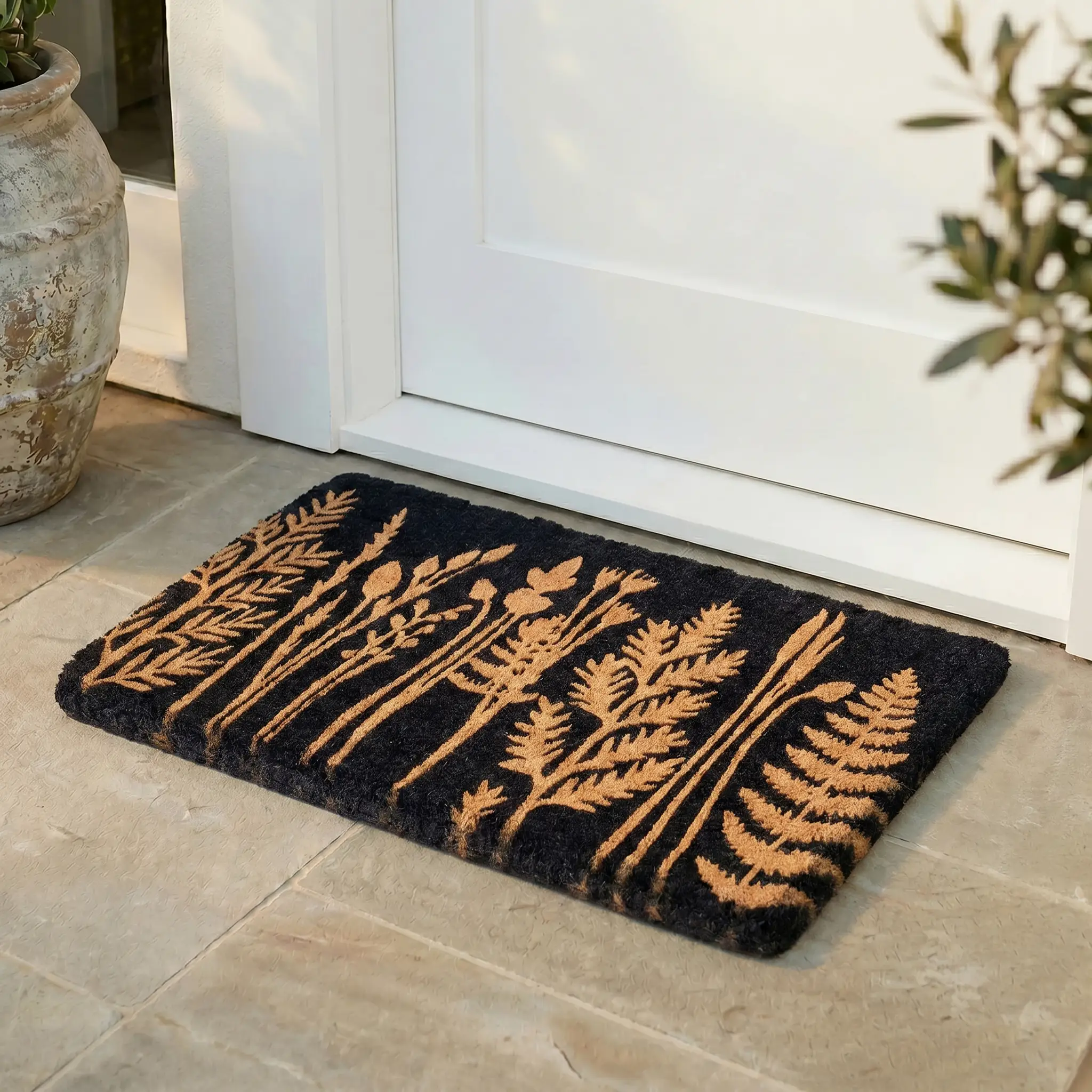 Tall Grass - Black Coir Doormat by Fab Habitat