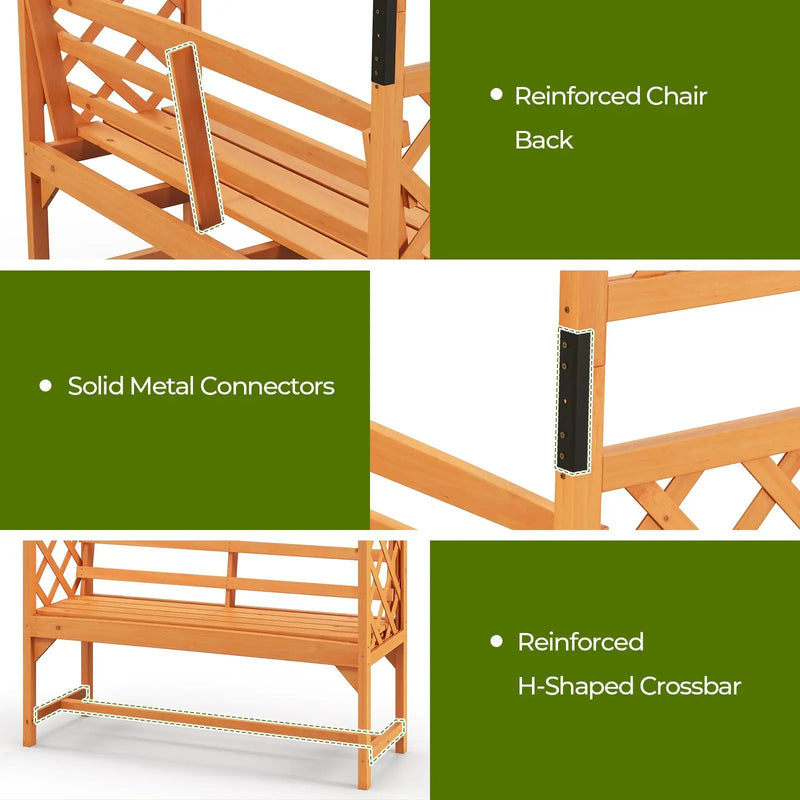 6.5 FT Tall Patio Garden Arbor with Pergola and 2-Seat Bench for Garden Backyard Decoration-Yellow by DirectDeals