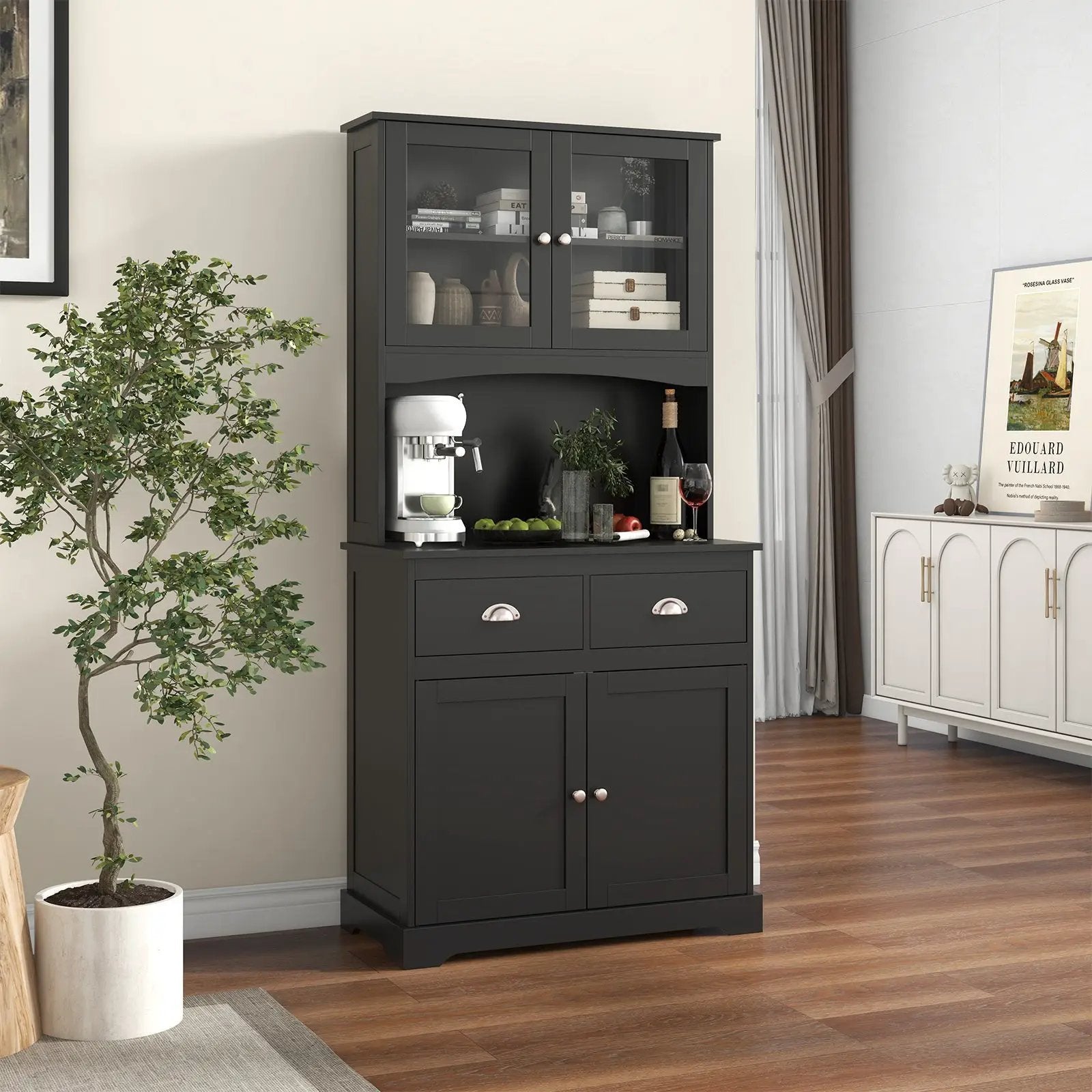 Tall Sideboard with 2 Drawers and Adjustable Shelves by DirectDeals