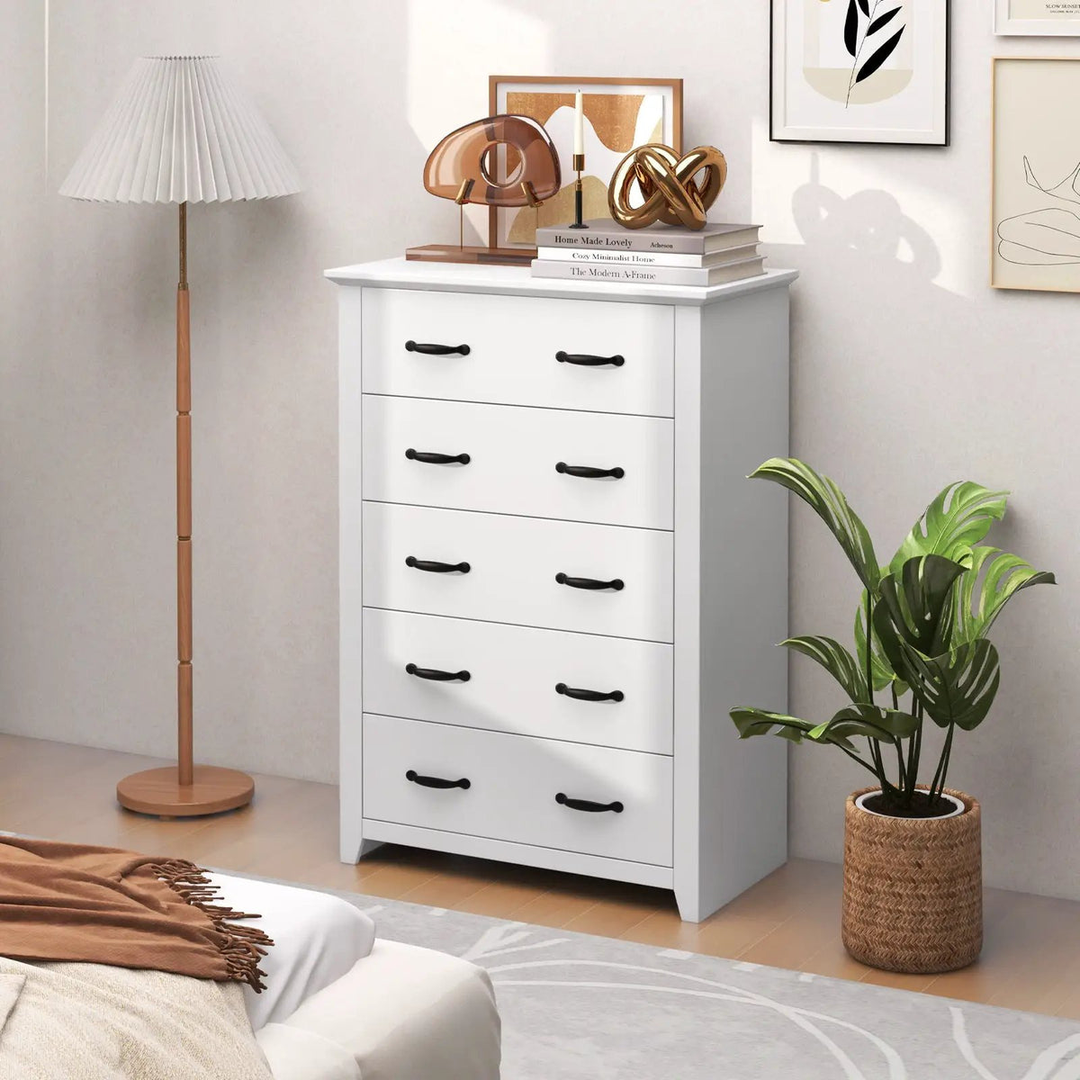 Tall Storage Dresser with 5 Pull-out Drawers for Bedroom Living Room by DirectDeals