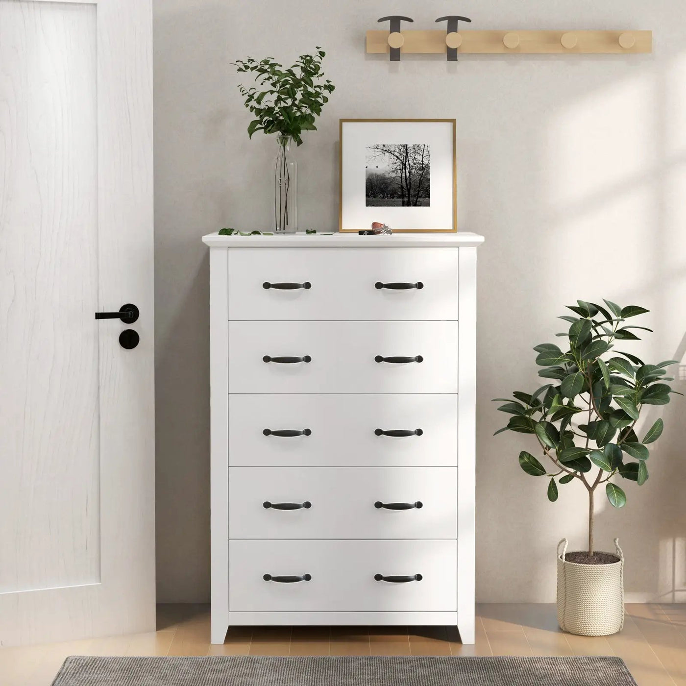 Tall Storage Dresser with 5 Pull-out Drawers for Bedroom Living Room by DirectDeals