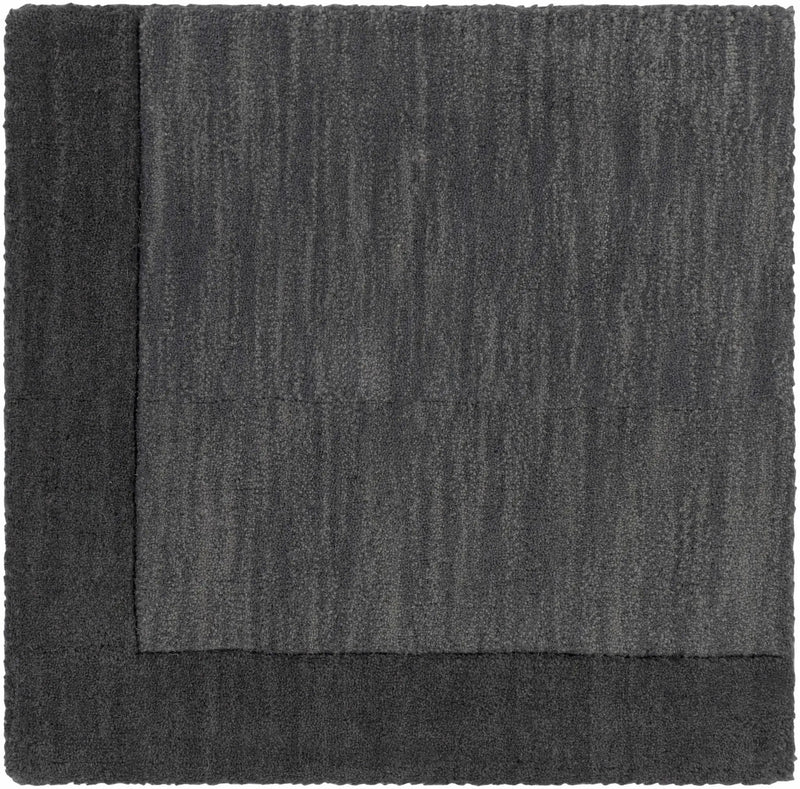 Bordered Solid Black Charcoal Wool Rug by Boutique Rugs