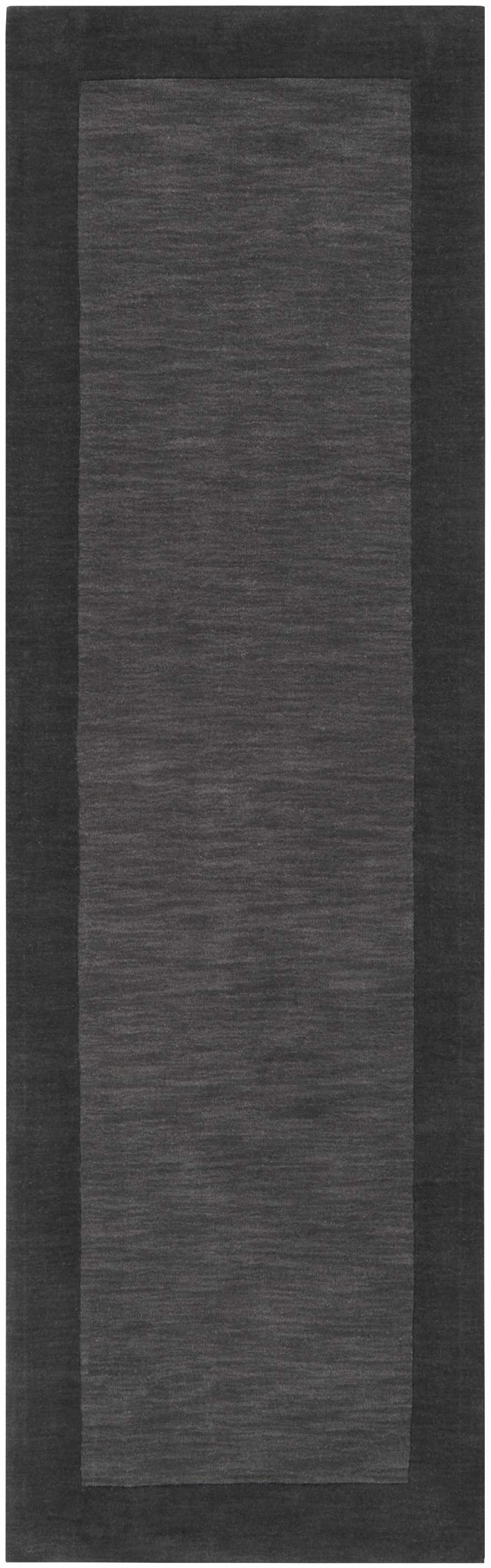 Bordered Solid Black Charcoal Wool Rug by Boutique Rugs
