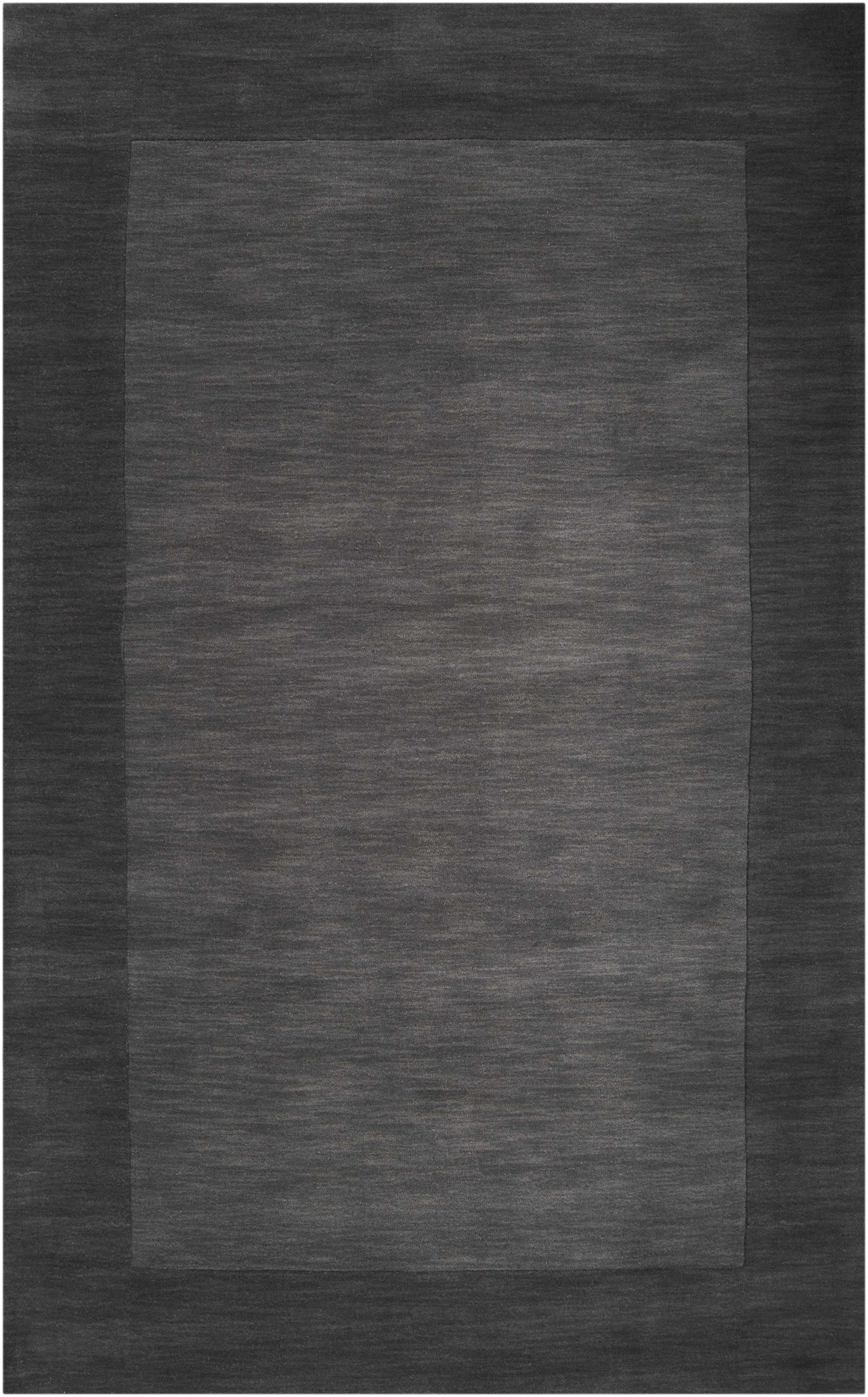 Bordered Solid Black Charcoal Wool Rug by Boutique Rugs