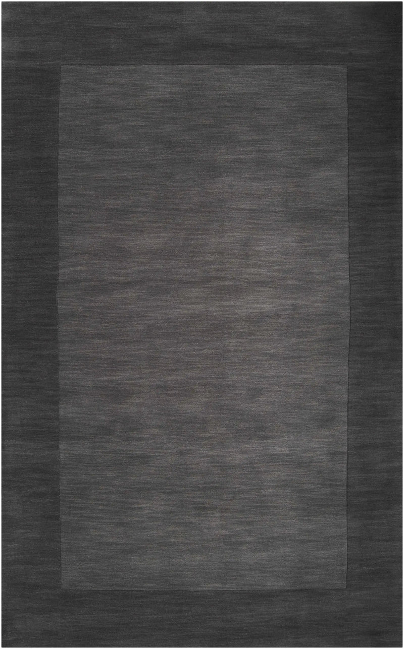 Bordered Solid Black Charcoal Wool Rug by Boutique Rugs