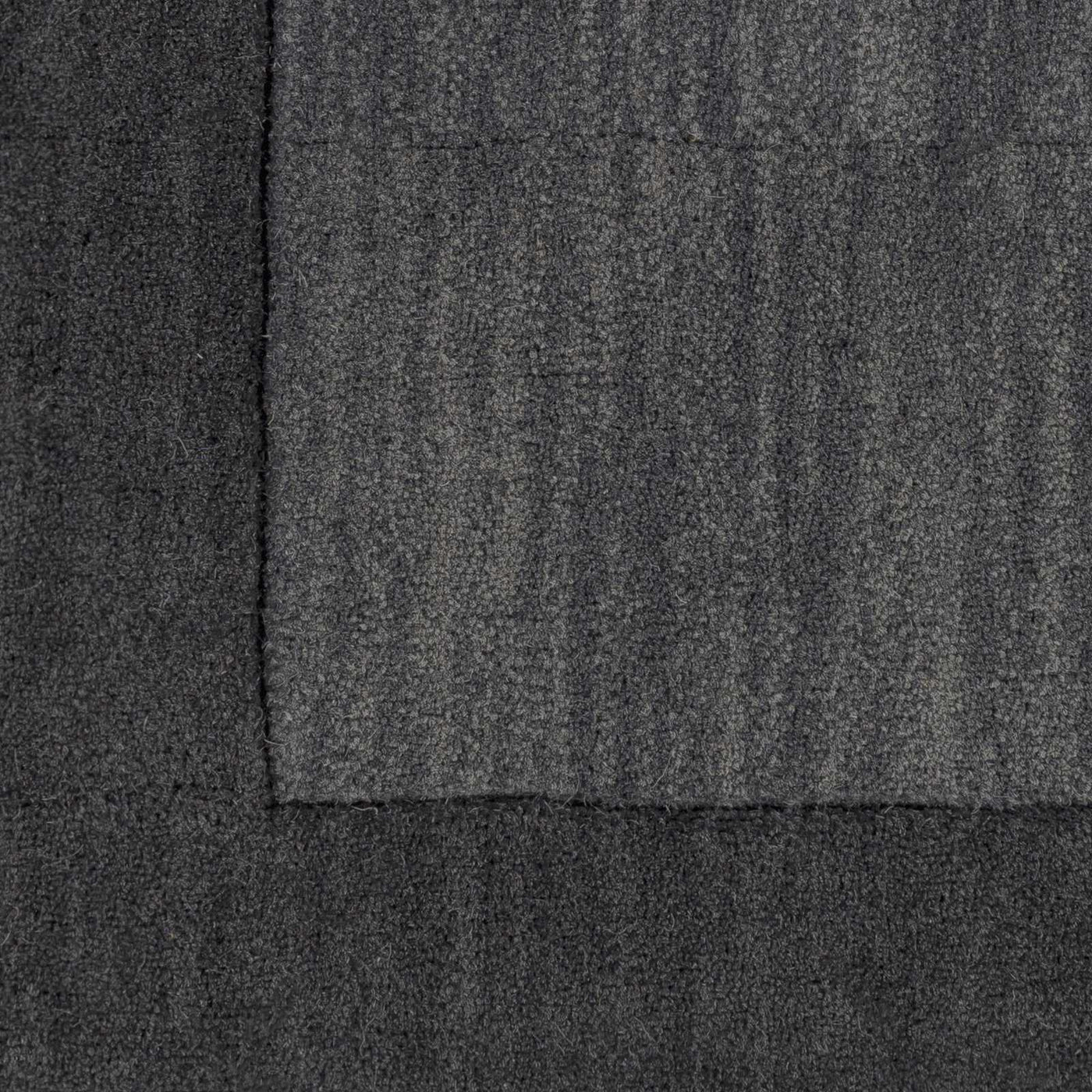 Bordered Solid Black Charcoal Wool Rug by Boutique Rugs