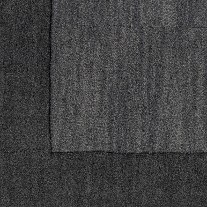 Bordered Solid Black Charcoal Wool Rug by Boutique Rugs