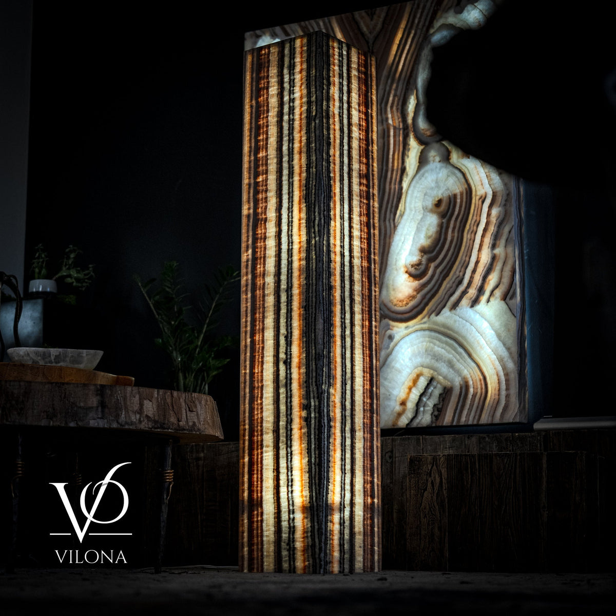 Tangerine Onyx Floor Lamp - Large - 63"H x 12"W - Square - #1, photo 13 of 19