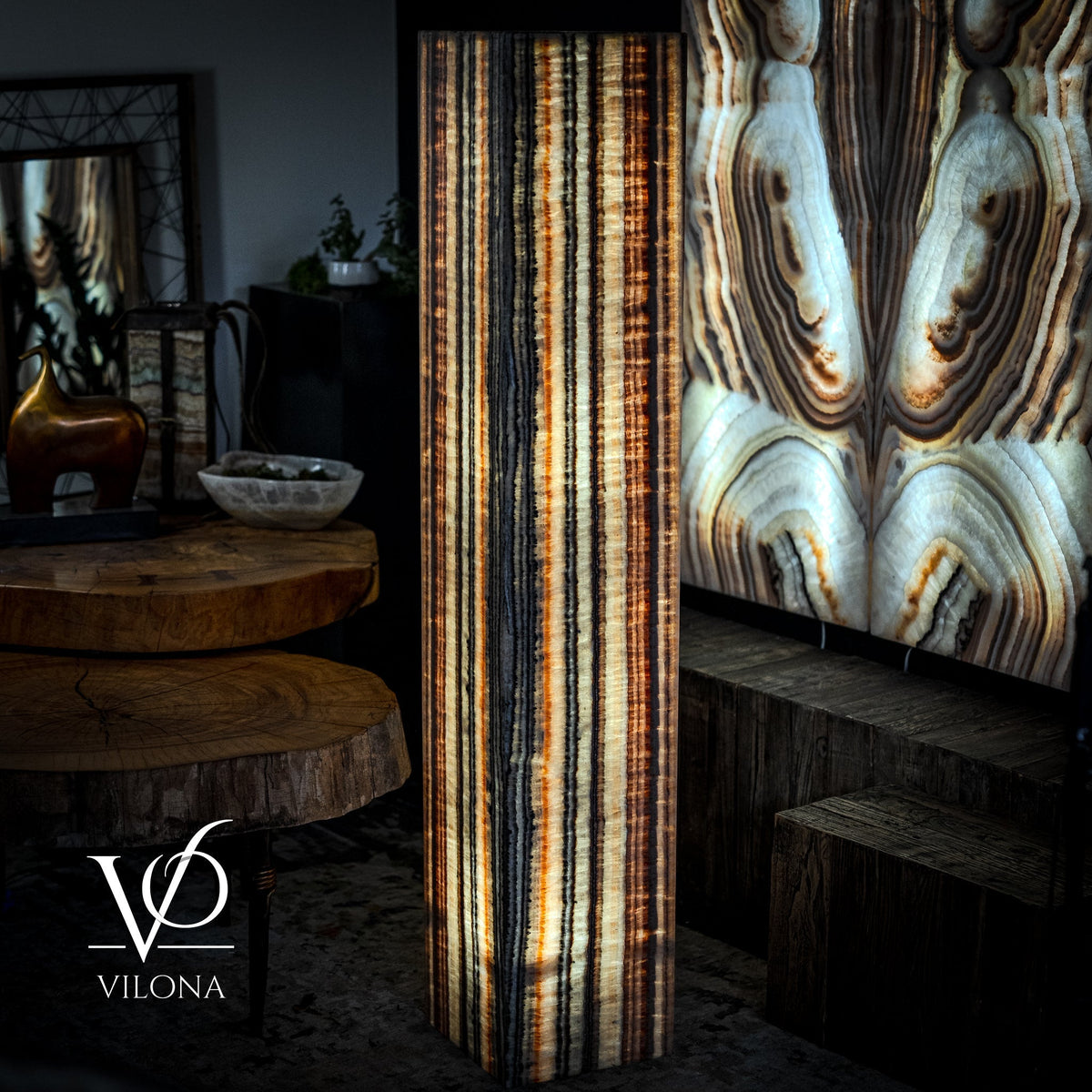 Tangerine Onyx Floor Lamp - Large - 63"H x 12"W - Square - #1, photo 12 of 19