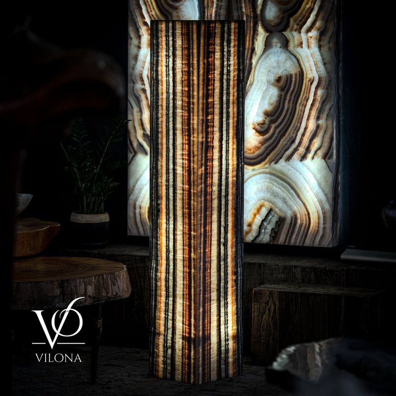 Tangerine Onyx Floor Lamp - Large - 63"H x 12"W - Square - #1, photo 7 of 19