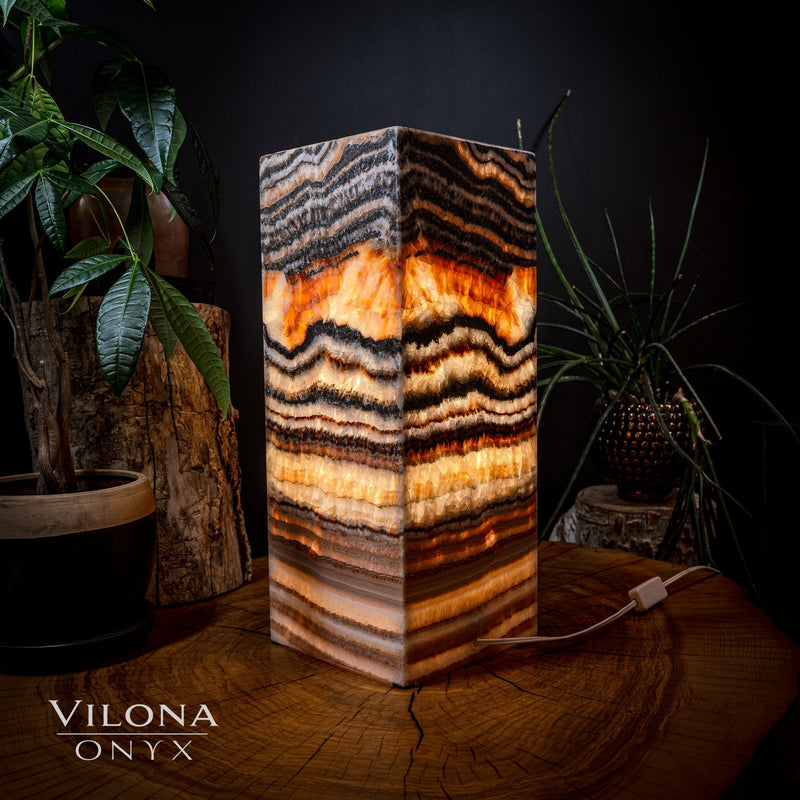 Tangerine Sierra Onyx Lamp (Medium Square Table Lamp #2), photo 5 of 5