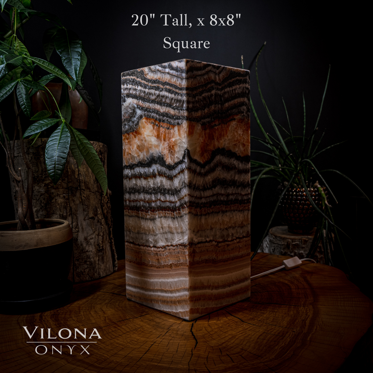 Tangerine Sierra Onyx Lamp (Medium Square Table Lamp #2), photo 2 of 5