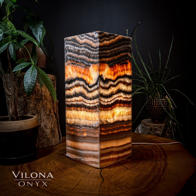 Tangerine Sierra Onyx Lamp (Medium Square Table Lamp #2), photo 3 of 5