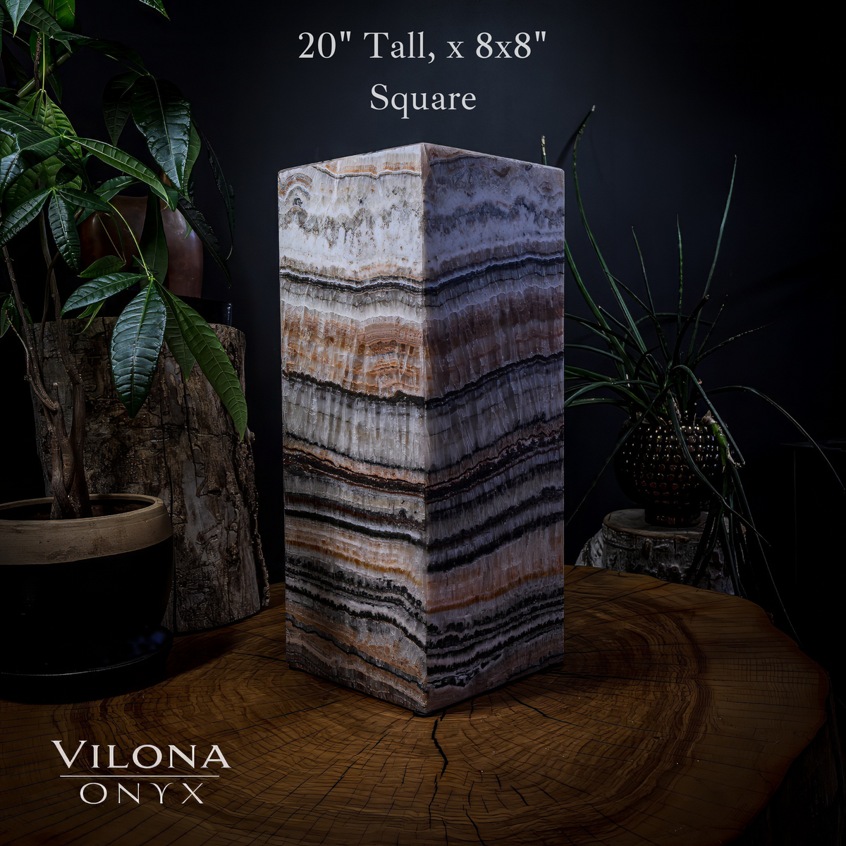 Tangerine Sierra Onyx Lamp (Medium Square Table Lamp #5), photo 2 of 5